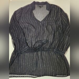 Venezia Brand Women's Black Sheer Blouse with Gold Accents Size: 18/20